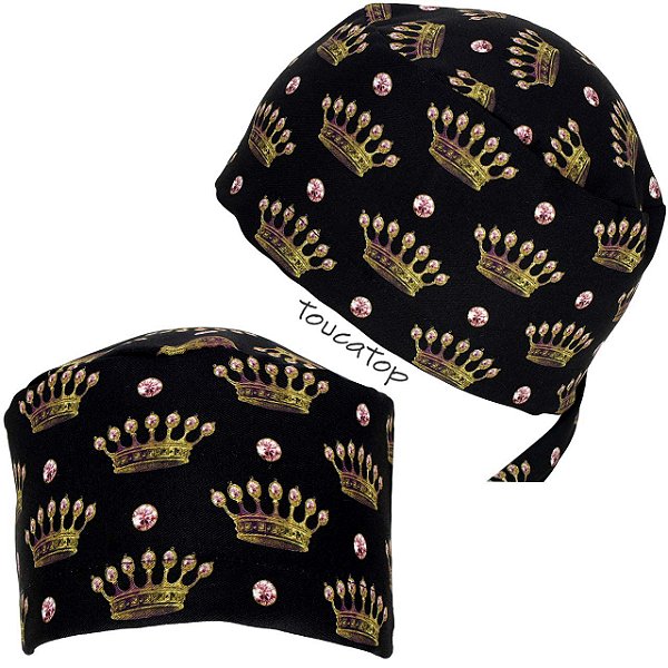 Gorro Cirúrgico, Coroas Douradas, Preto