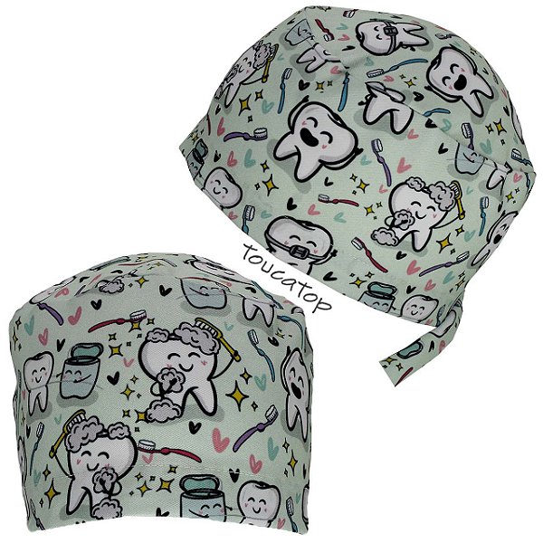 Gorro Cirúrgico, Odontologia, Dentes ,Happy Design, Verde