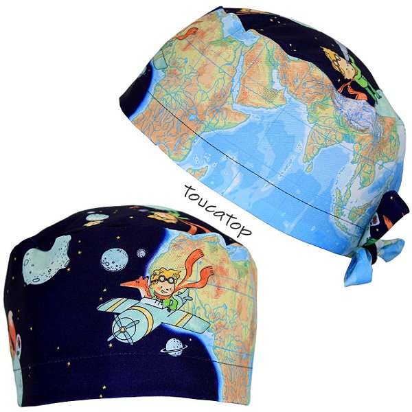 Gorro, Pequeno Príncipe Viajando com Mapa Grande, Azul Marinho