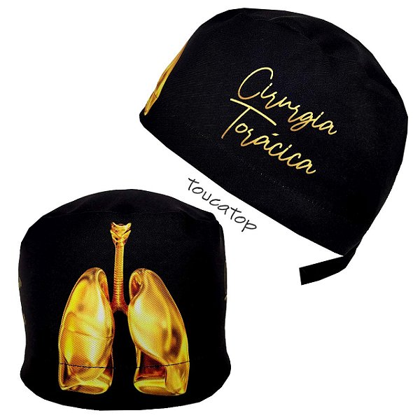 Gorro Cirúrgico, Pulmão, Pulmões Dourados, Cirurgia Torácica, Preto​