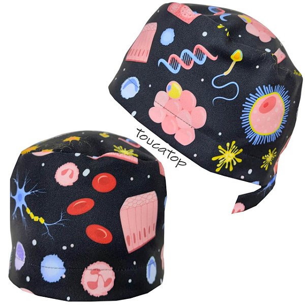 Gorro Cirúrgico, Células, Neurônio, DNA, Hemácias, Preto