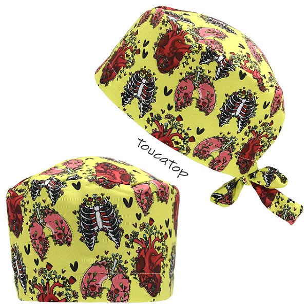 Gorro Cirúrgico, Órgãos, Coração, Pulmão, Caixa Torácica, Amarelo