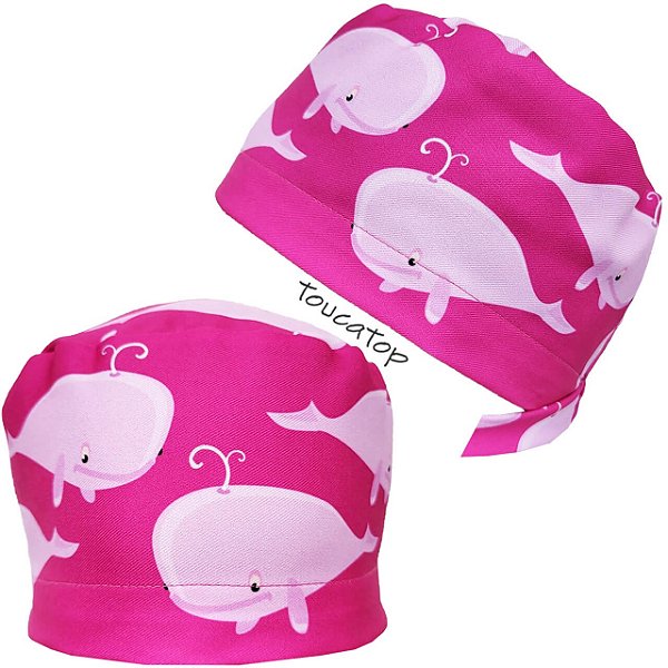 Gorro Cirúrgico, Baleias Rosa, Pink