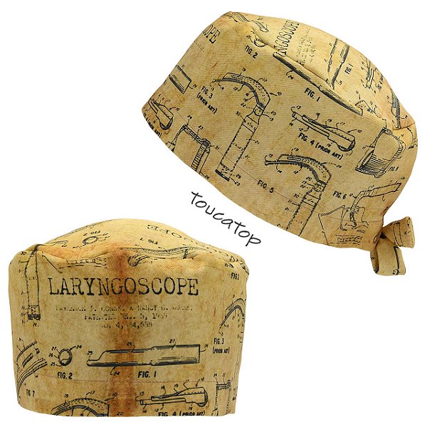 Gorro Cirúrgico, Laryngoscope, Laringoscópio, Desenho Esquemático Bege