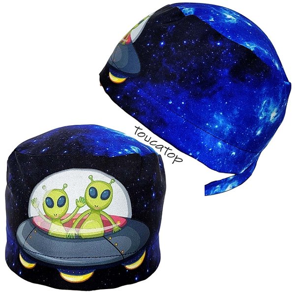 Gorro Cirúrgico, Alienígenas, Disco Voador, Universo Estrelado, Azul