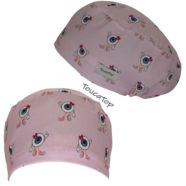 Touca Feminina ALICE, Olhos de laço, Rosa Bebê