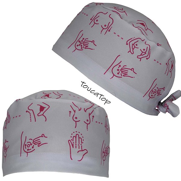 Gorro Cirúrgico, Autoexame, Exame de Mama Rosa, Branco
