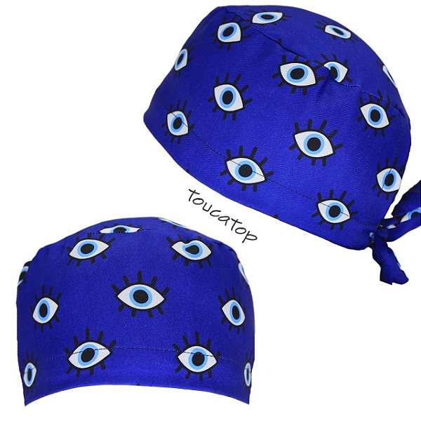 Gorro Cirúrgico, Olhos com Cílios Pretos, Azul