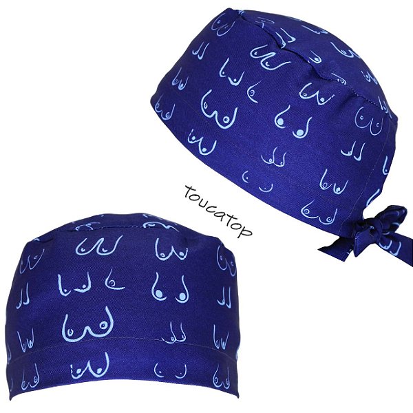 Gorro Cirúrgico, Mamas, Desenho Traços Azul Claro, Azul