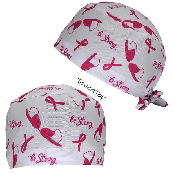 Gorro Cirúrgico, Outubro Rosa, Sutiãs, Be Strong, Branco