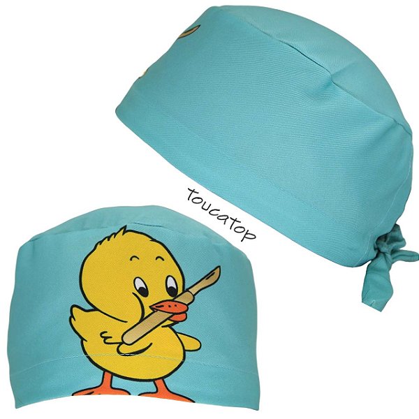 Gorro Cirúrgico, Patinho Segurando Bisturi, Pato Frontal, Tiffany