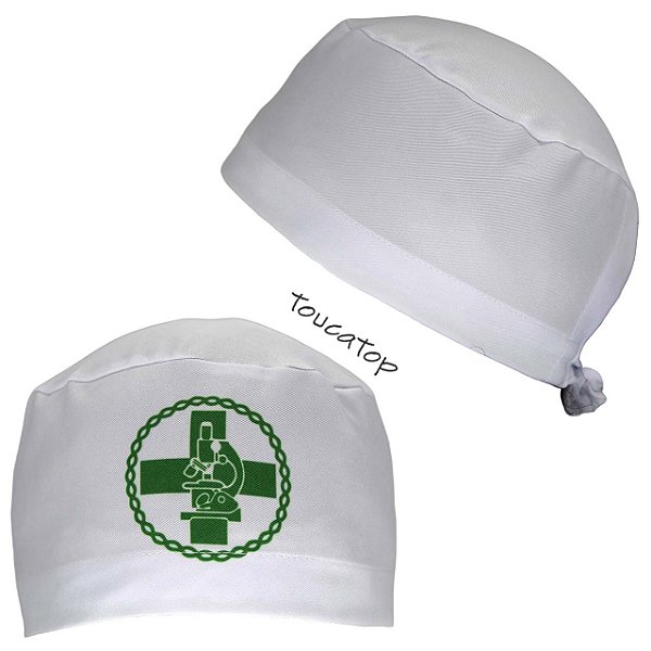 Gorro Cirúrgico, Simbolo da Biomedicina, Verde, Branco