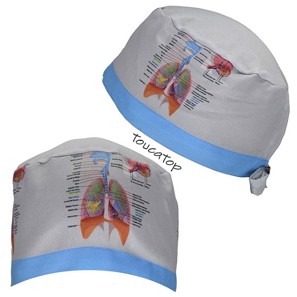 Gorro Cirúrgico, Anatomia do Pulmão, Faixa Azul, Branco