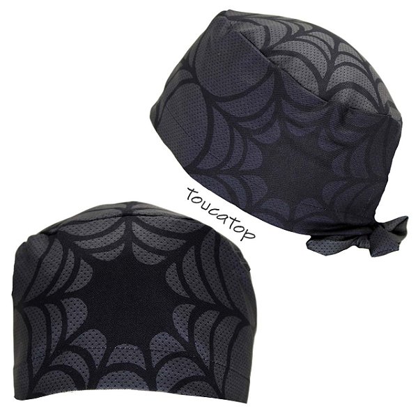 Gorro Cirúrgico, Teia de Aranha Preta, Cinza