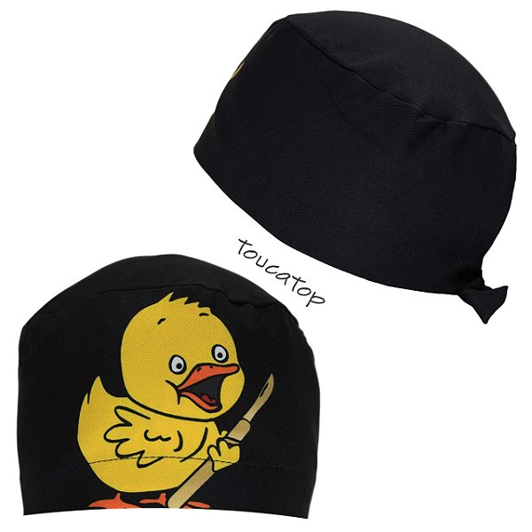 Gorro Cirúrgico, Pato Amarelo com Bisturi Frontal, Preto