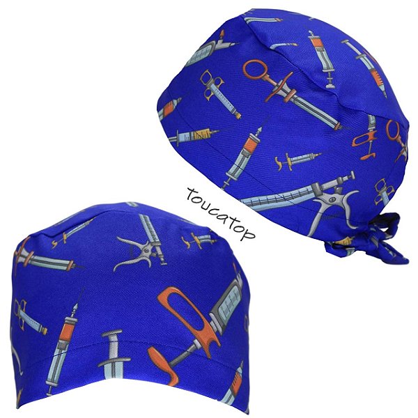 Gorro Cirúrgico, Anestesia, Seringas Laranja, Azul