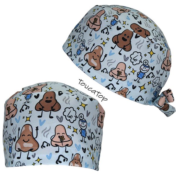 Gorro Cirúrgico, Narizes, Coleção Happy Design, Azul Claro