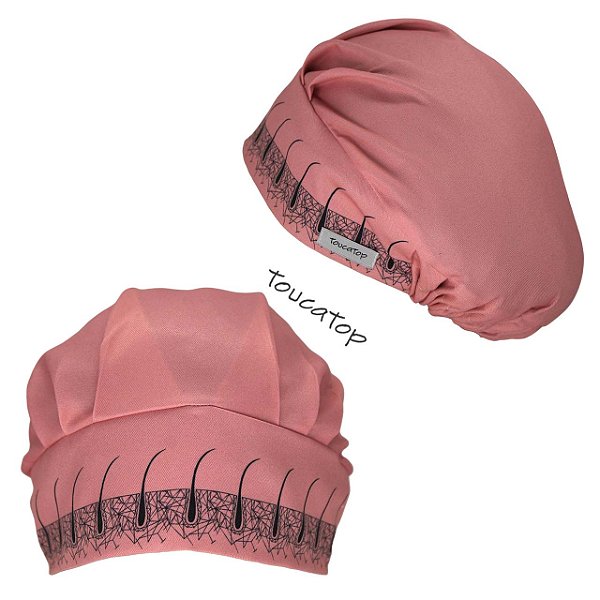 Touca Cirúrgica Feminina, Folículo Capilar preto, Rosa