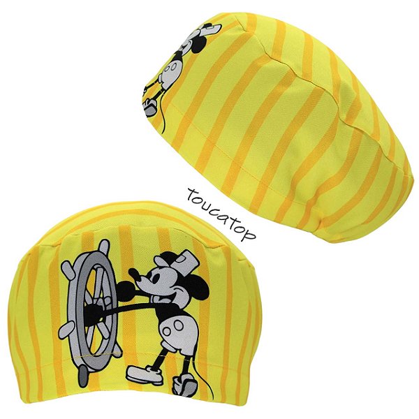 Touca Feminina ALICE, Mouse 1928, Ratinho Frontal, Amarelo