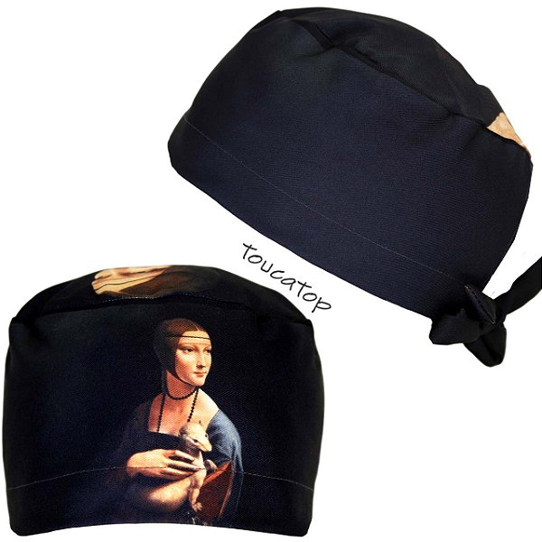 Gorro Cirúrgico, Leonardo da Vinci, Dama com Arminho, Preto