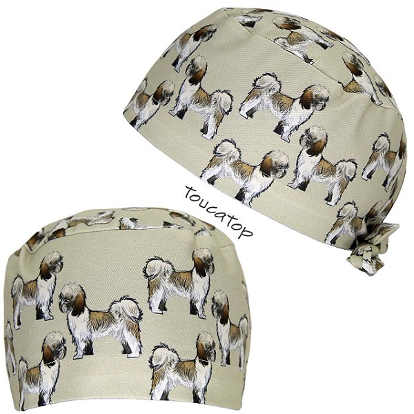 Gorro Cirúrgico, Vários Shih Tzu Espalhados, Bege