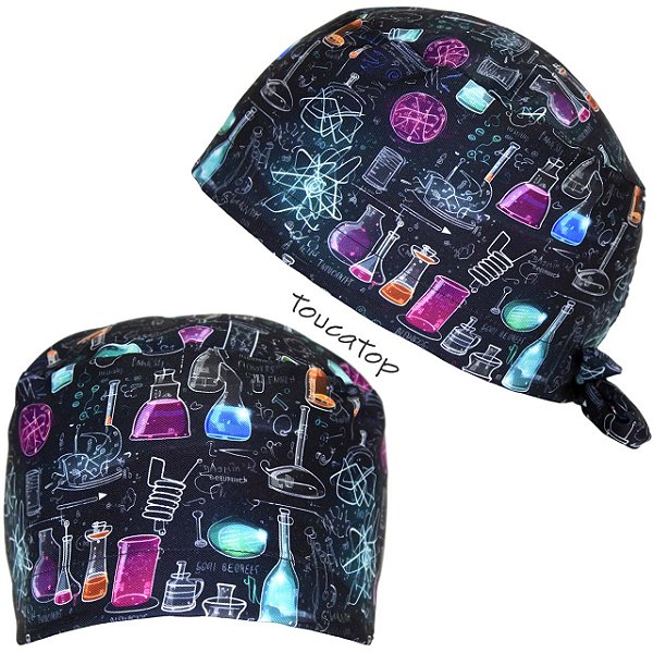 Gorro Cirúrgico, Tubos de Ensaio, Instrumentos Laboratório, Preto