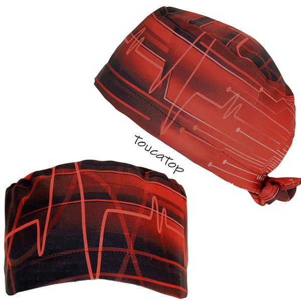 Gorro Cirúrgico, Ecg Vermelho, Linhas Vermelhas, Vermelho