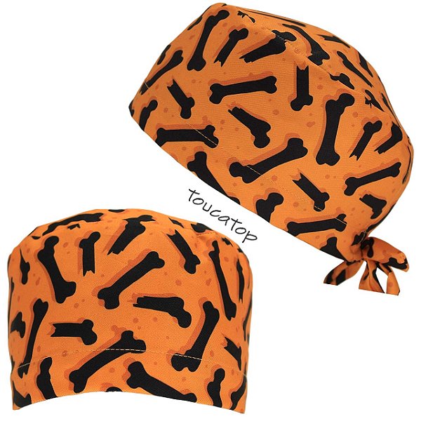 Gorro Cirúrgico, Ossos Pretos Quebrados, Laranjado