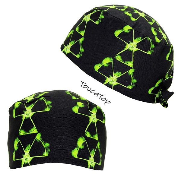 Gorro Radioatividade, Radioactive Scrub Cap, Verde com Preto