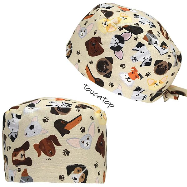 Gorro Cirúrgico, Carinhas de Cachorro, Bege