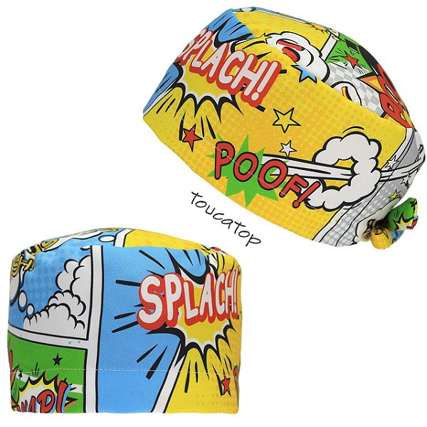 Gorro Cirúrgico, Quadrinhos Coloridos Explosivos, Branco