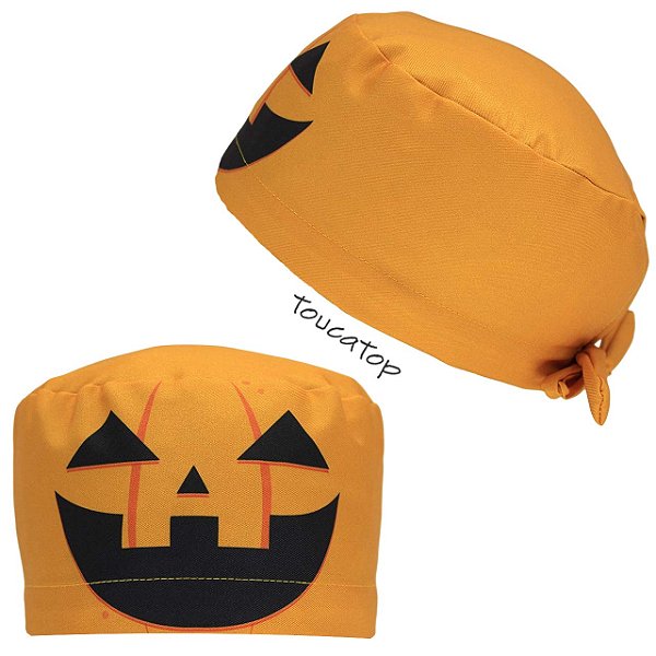 Gorro Cirúrgico, Halloween, Abóbora, Olhos Triangular, Laranja