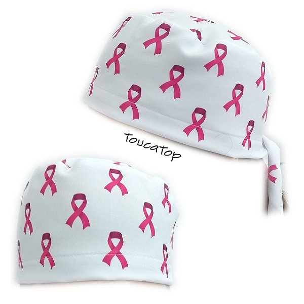 Gorro Unissex, Outubro Rosa, Laços Rosa Pink, Branco