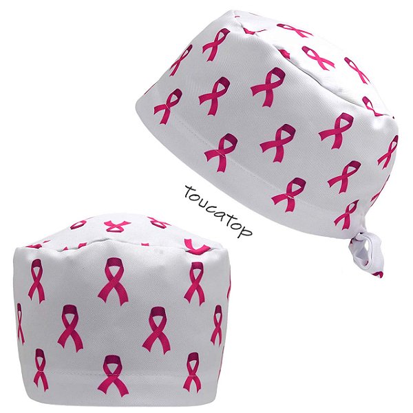 Gorro Unissex, Outubro Rosa, Laços Rosa Pink, Branco