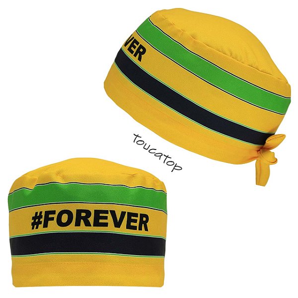 Gorro Cirúrgico, Listras Horizontais, Verde, Azul, #FOREVER, Amarelo