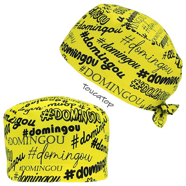 Gorro Cirúrgico, #Domingou Hashtags, Textos Preto, Amarelo