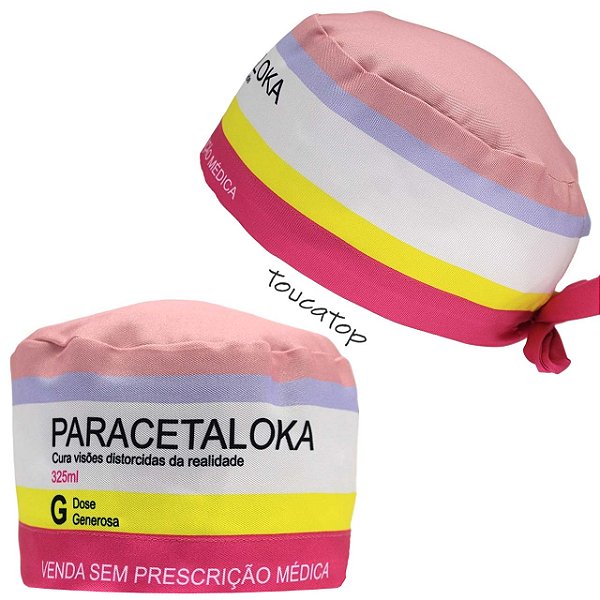 Gorro Cirúrgico, Paracetaloka, Linhas Rosa Lilás Amarelo Pink, Branco