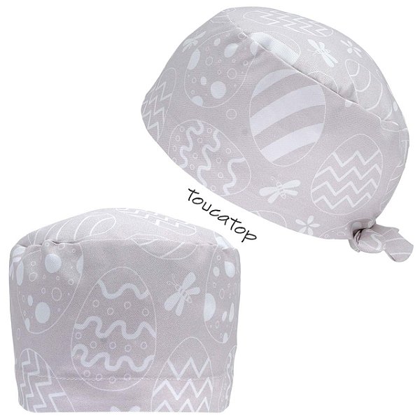 Gorro Cirúrgico, Ovinhos de Páscoa Desenhados, Rosa Chá