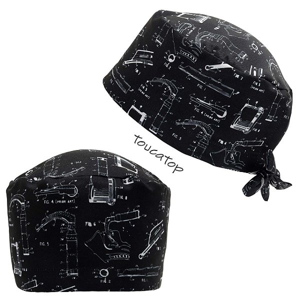 Gorro Cirúrgico, Laringoscópios, Planta Técnica, Preto