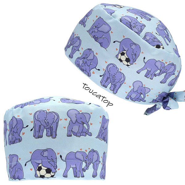 Gorro Cirúrgico, Elefantes brincando, azul claro