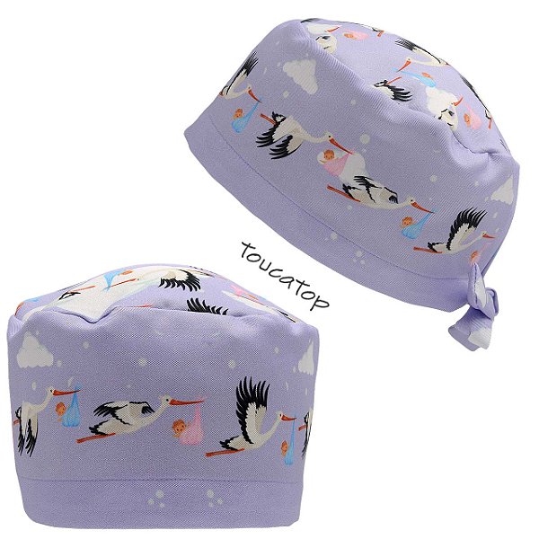 Gorro Cirúrgico, Cegonhas Bebê Obstetrícia, Lilás