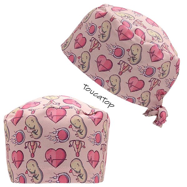 Gorro Cirúrgico, Bebê, embrião, Coração, Rosa
