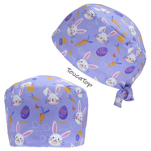 Gorro Cirúrgico, Coelinhos, Ovinhos, Cenouras, Lílas