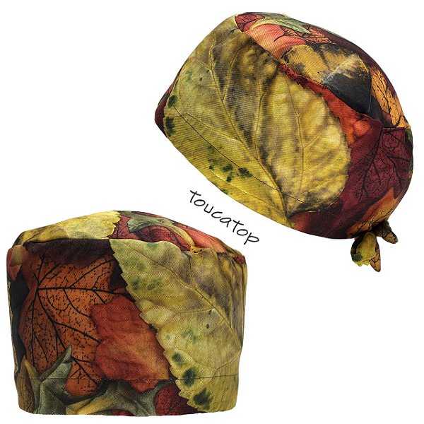 Gorro Cirúrgico, Folhas Secas de Outono, Bege