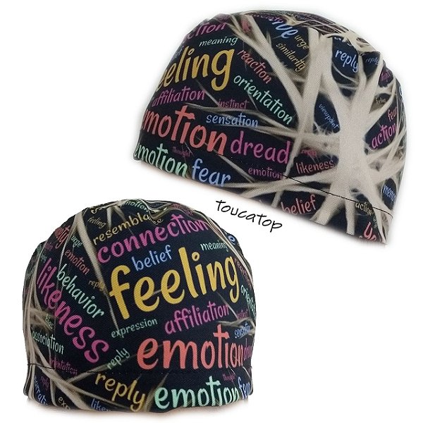 Gorro Cirúrgico Pensamentos, Sentimentos e Emoções, Cérebro, Preto
