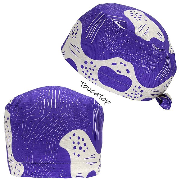 Gorro Cirúrgico, Arte abstrata, rupestre, doodle, grafismo bege, Roxo
