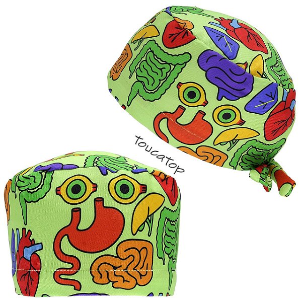 Gorro Cirúrgico, Órgãos coloridos variados, Verde Lima