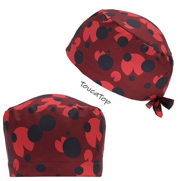 Gorro Cirúrgico, Joaninha Abstrata, Bordô
