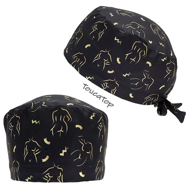 Gorro Cirúrgico, Silhuetas Amarelas, Preto