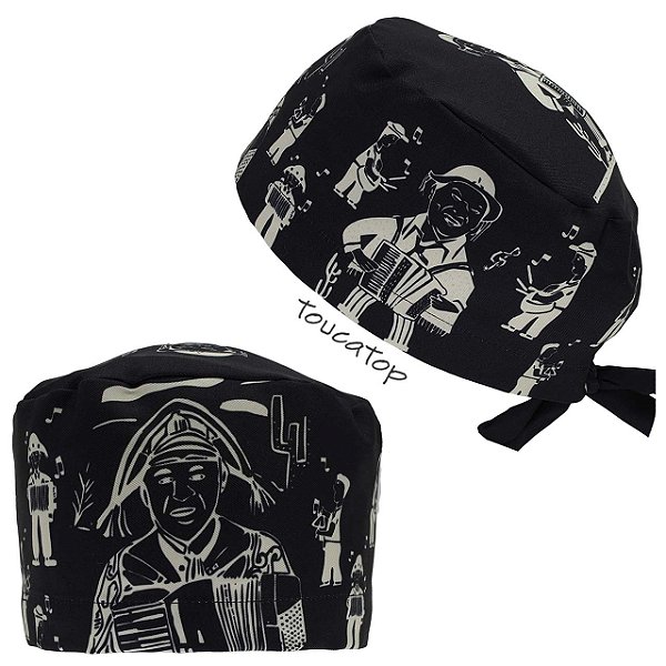 Gorro Cirúrgico, Cordel, Xilogravura, Nordeste, Preto